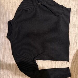 Divided Black Ribbed Cowl Neck Sweater